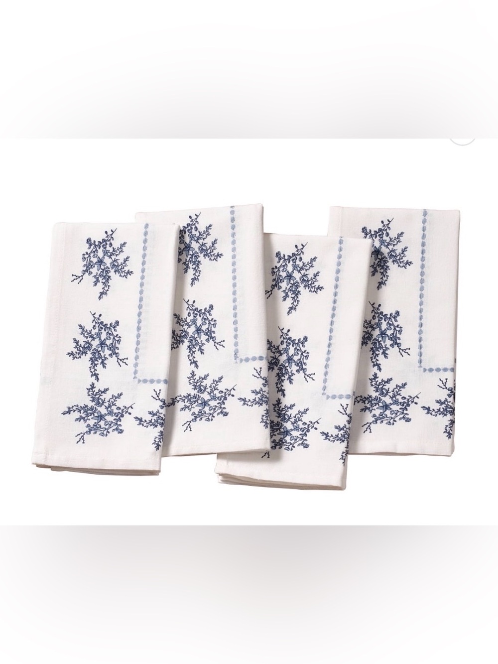 My Texas House 4 Piece Dinner Napkins Blue Floral Table Linens Farmhouse NEW
